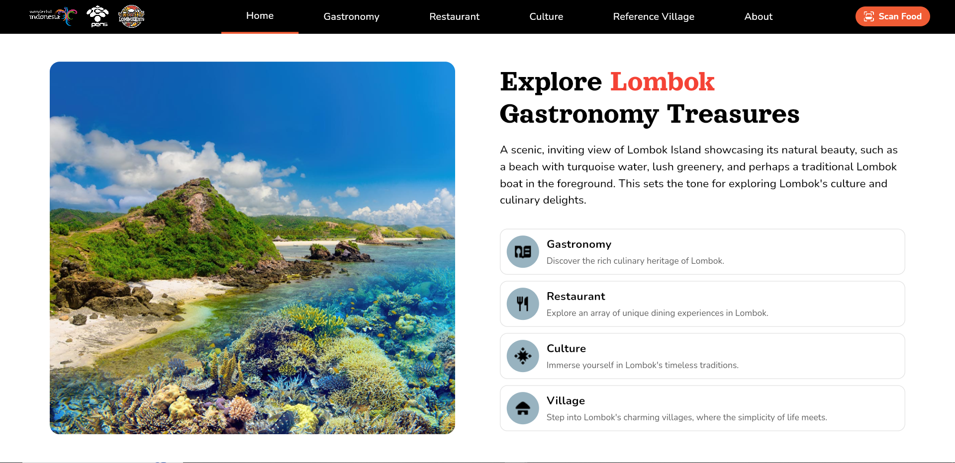 Lombokeats app screen 1