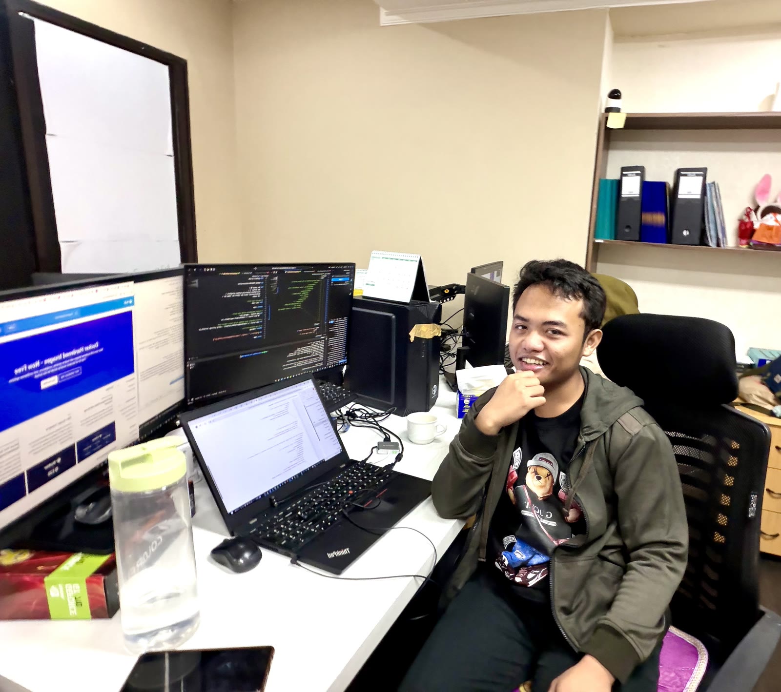 David Aryasetia at his developer workstation